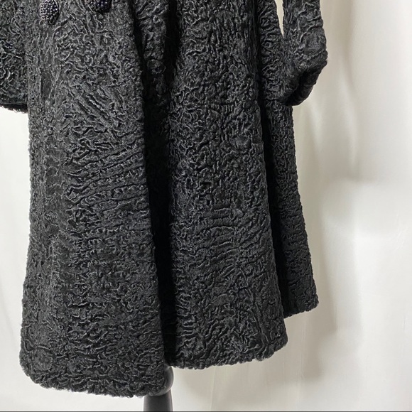 Revillon Black Curly Persian Lamb Fur Coat - Picture 4 of 13
